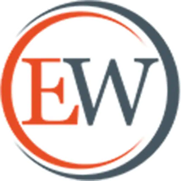 The Law Office of Ellene Welsh Initials Logo white outline